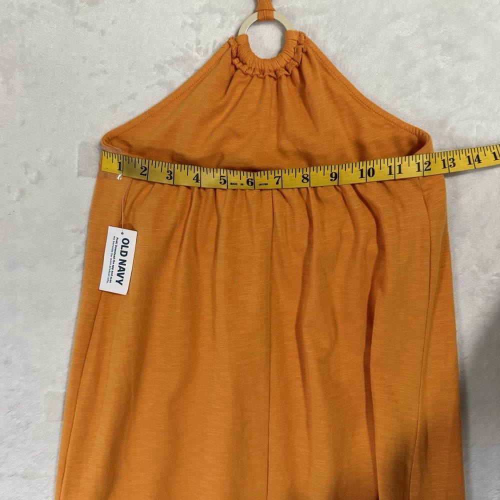 NEW Old Navy Slub Knit Midi Halter Dress Size S Wild Papaya Orange Boho Tropical - Picture 12 of 13